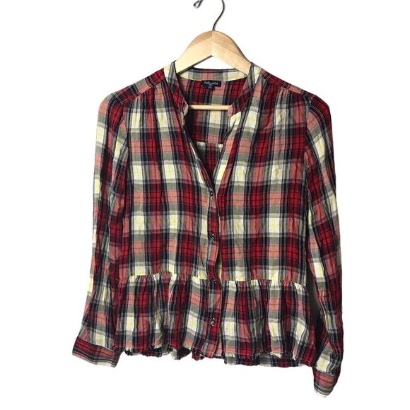 SPLENDID Women's Long Edgware Plaid Shirt Button Front Size Small‎ MSRP $128 - Picture 2 of 9